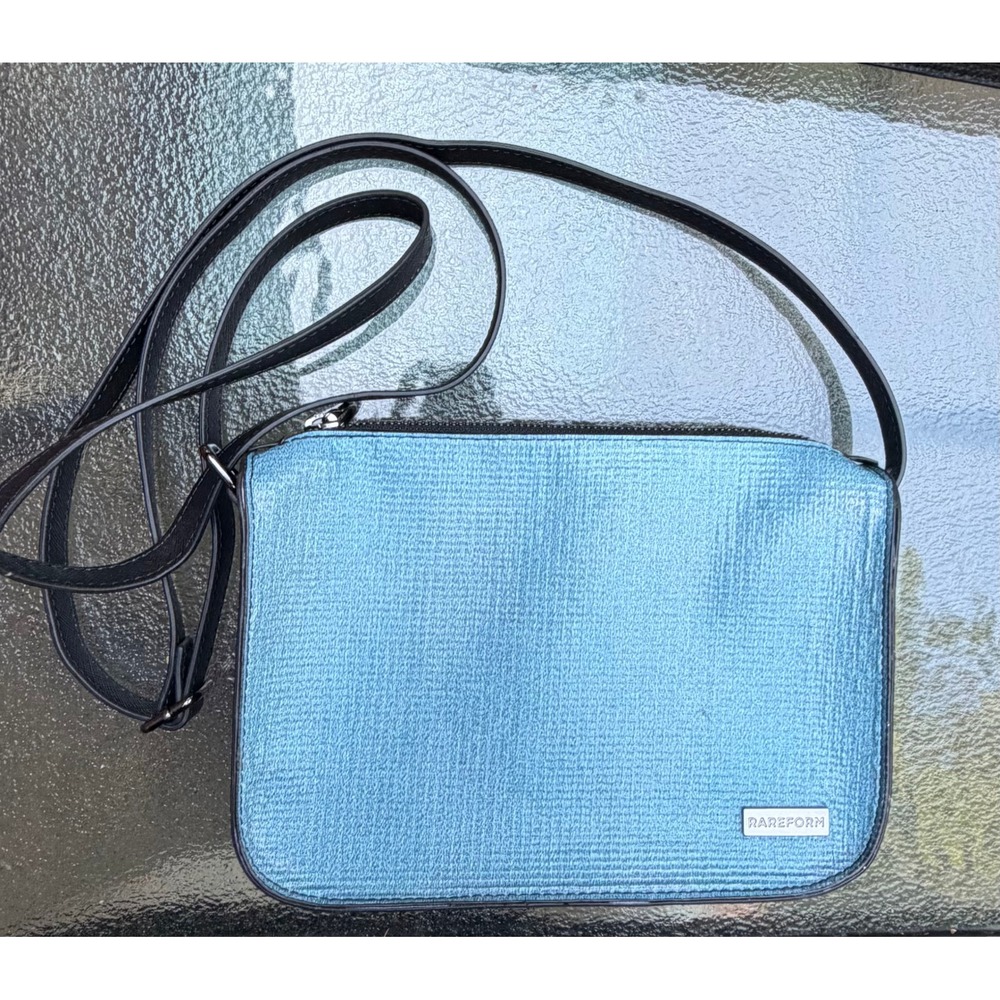 RAREFORM "Rae" Crossbody Bag Upcycled Repurposed Billboard Vinyl Light Blue